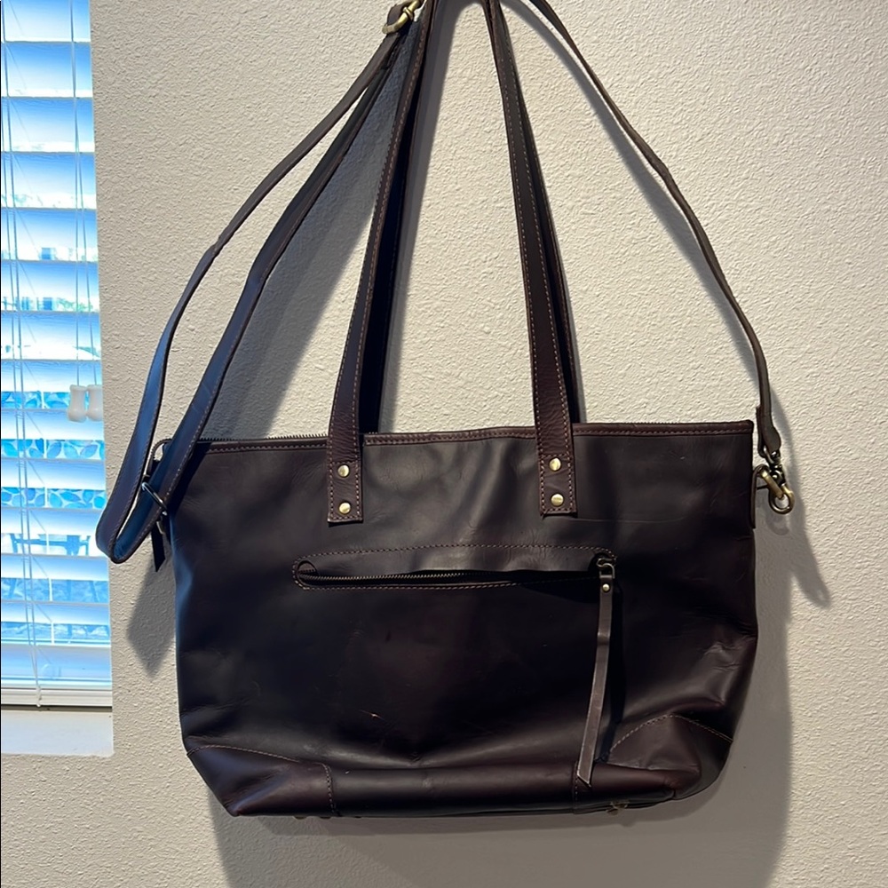 Dark Brown Leather Tote Bag
